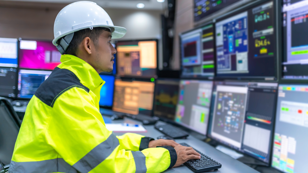 man in control room