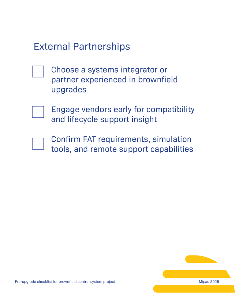 Checklist for brownfield control system upgrades10