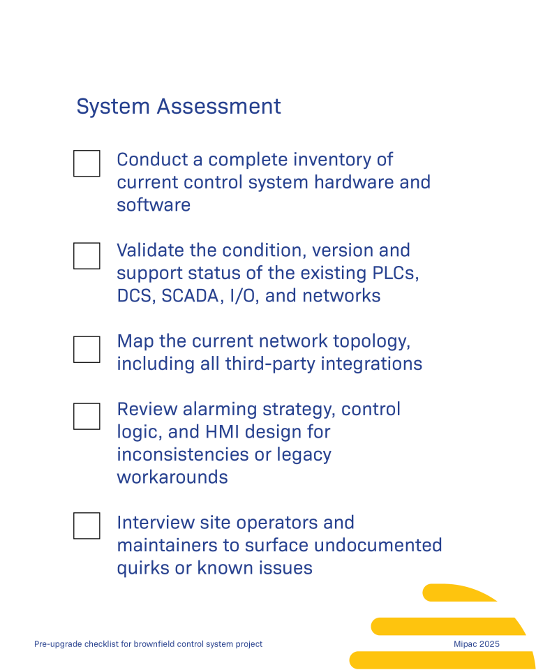 Checklist for brownfield control system upgrades3