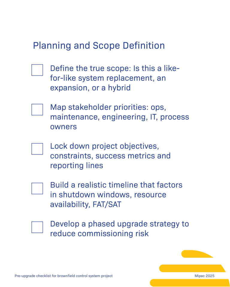 Checklist for brownfield control system upgrades5