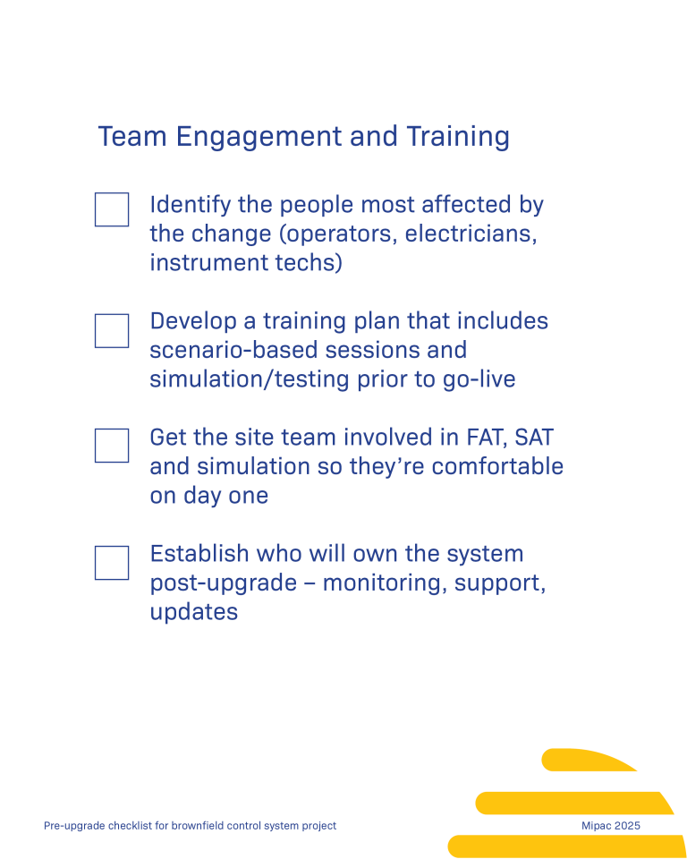 Checklist for brownfield control system upgrades7